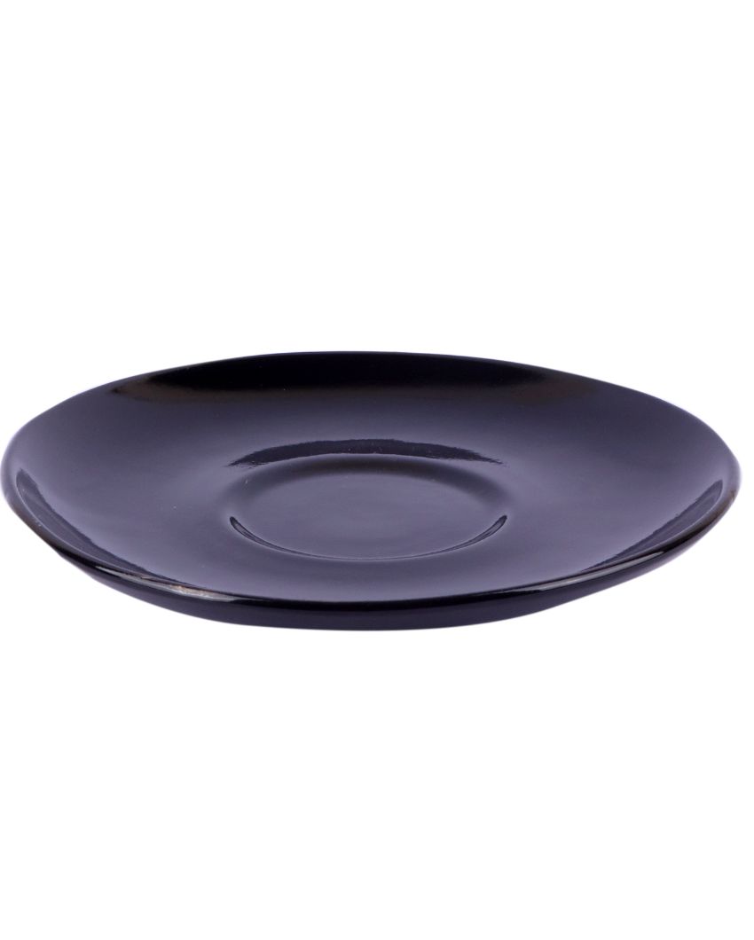 Black Colored Ceramic Cup Saucer Set | Set Of 12 Pcs