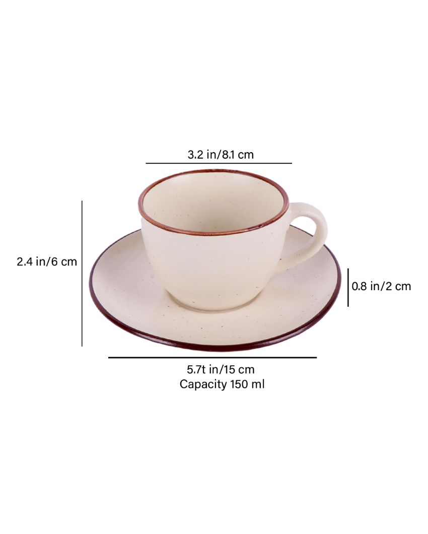 Cream Colored Ceramic Cup Saucer Set | Set Of 12 Pcs