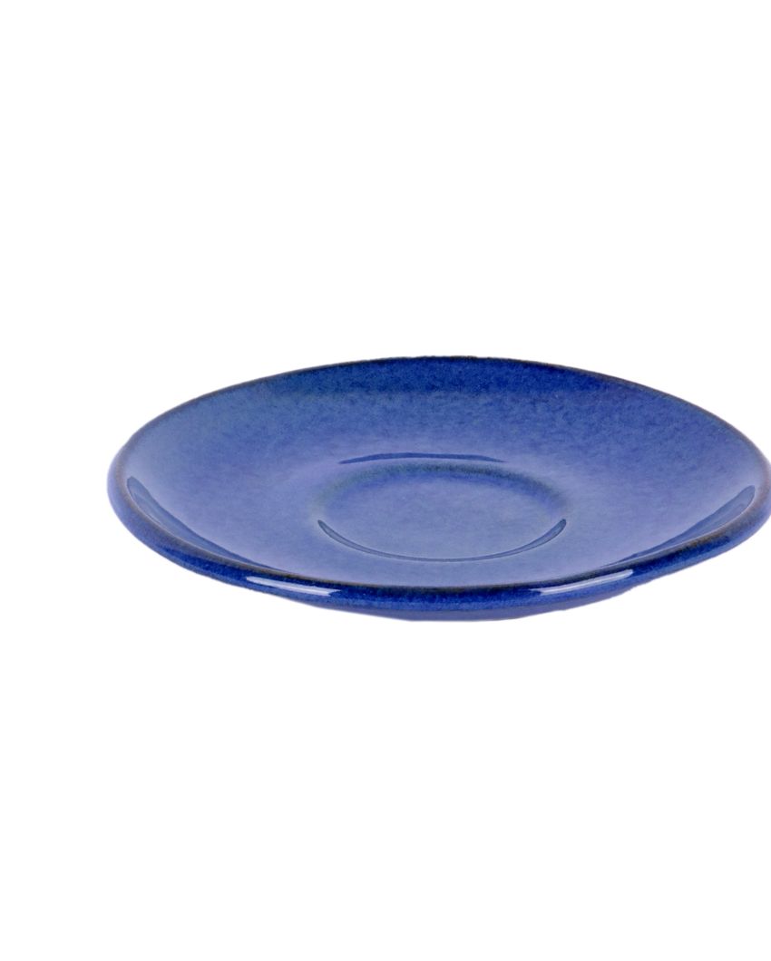 Simo Blue Colored Ceramic Cup Saucer Set | Set Of 12 Pcs