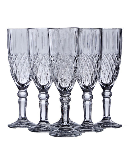 Goblet Transparent Textured Wine Glass| Set of 6 | 165ml