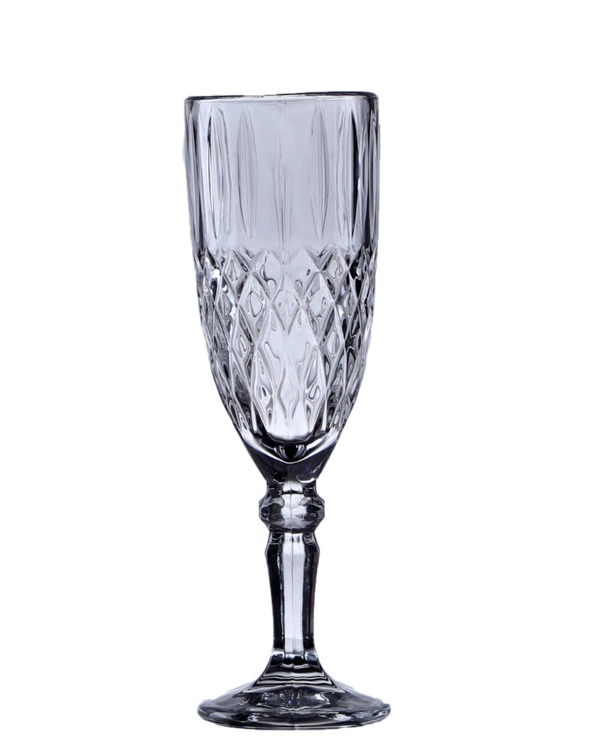 Goblet Transparent Textured Wine Glass| Set of 6 | 165ml