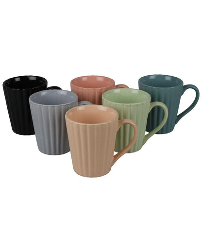 Modern Karela Shaped Ceramic Milk Coffee Mugs | Set of 6 | 300 ml