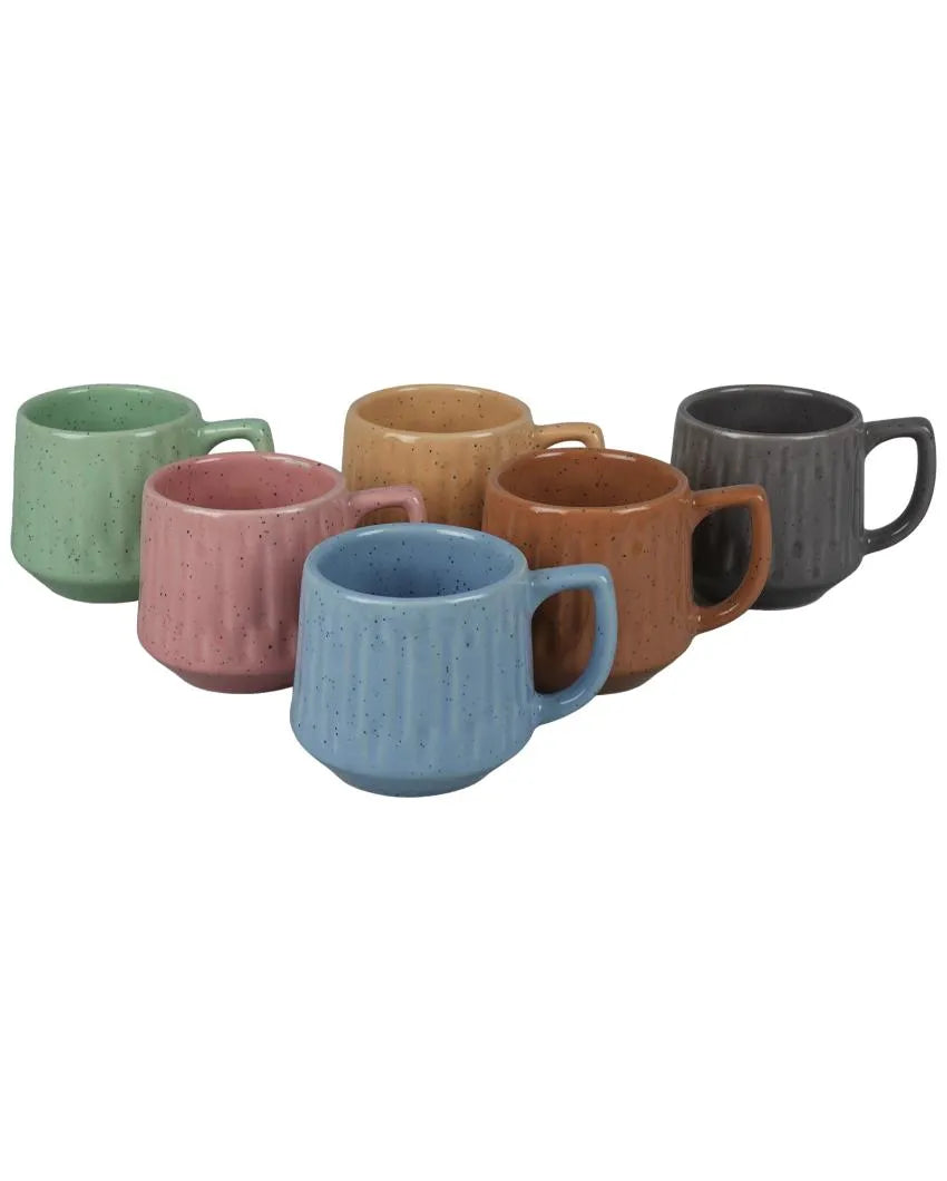 Classy Karela Shaped Ceramic Milk Coffee Mugs | Set of 6 | 120 ml