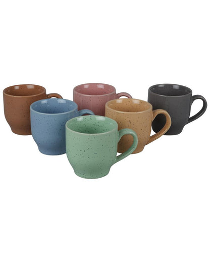 Conical Shaped Dotted Coffee Tea Mugs | Set of 6 | 150 ml