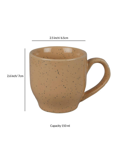 Conical Shaped Dotted Coffee Tea Mugs | Set of 6 | 150 ml