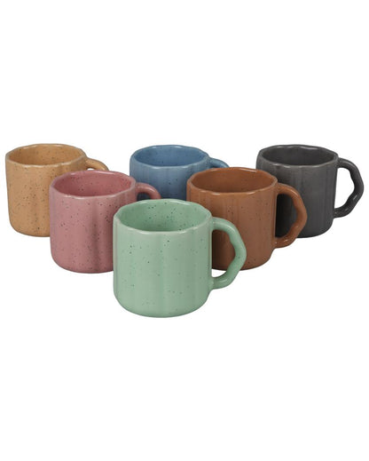 Liner Shaped Ceramic Coffee Tea Mugs | Set of 6 | 150 ml