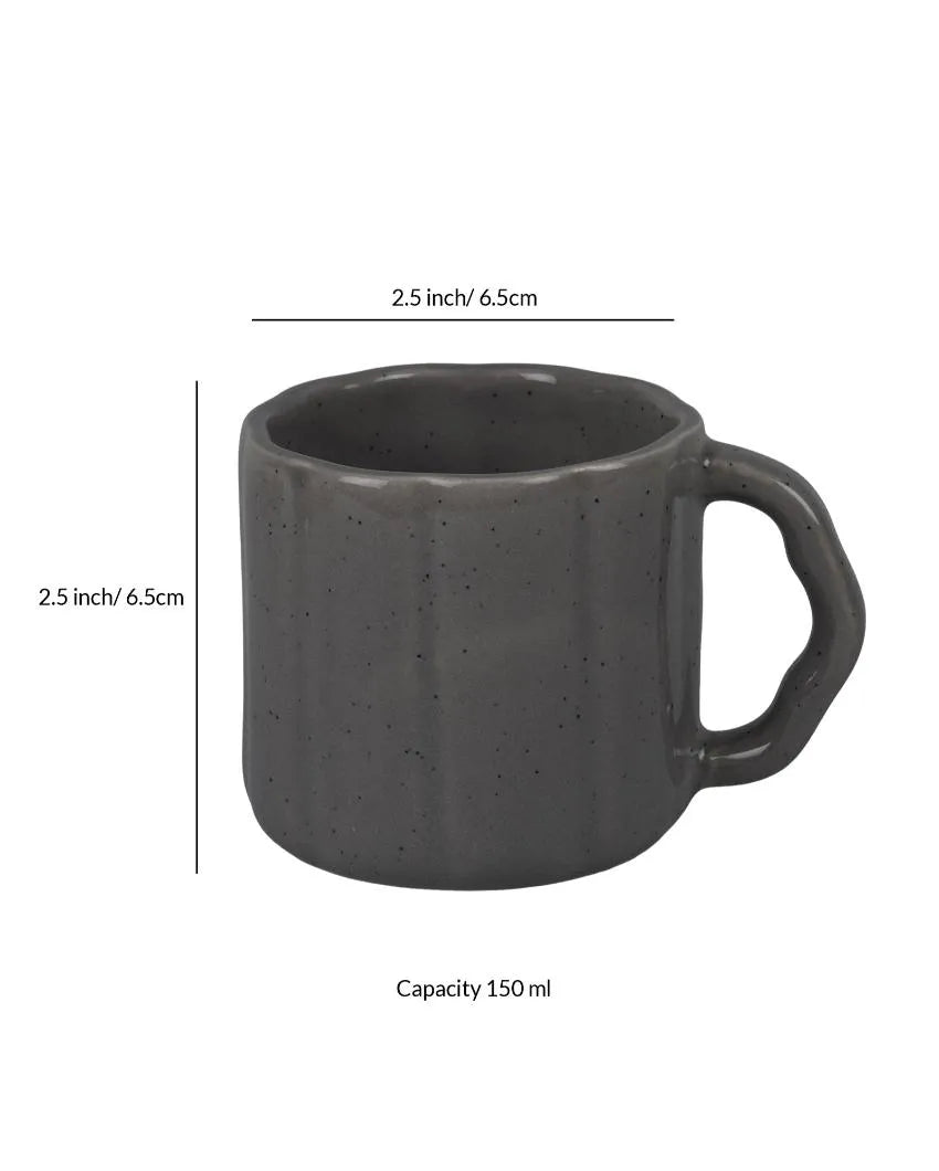 Liner Shaped Ceramic Coffee Tea Mugs | Set of 6 | 150 ml