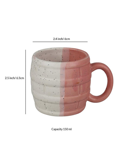 Premium Dholak Shaped Ceramic Coffee Tea Mugs | Set of 6 | 150 ml