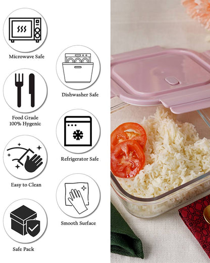 Square Shaped Glass Lunch Box | 800 ml