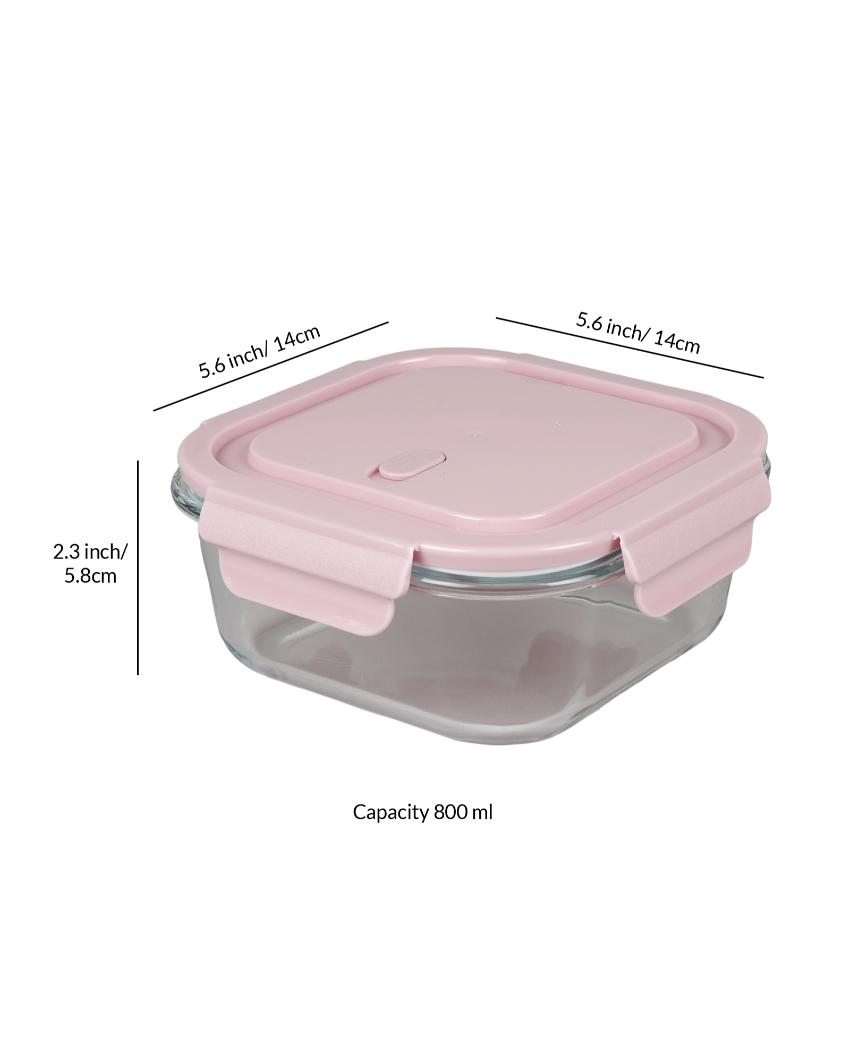 Square Shaped Glass Lunch Box | 800 ml