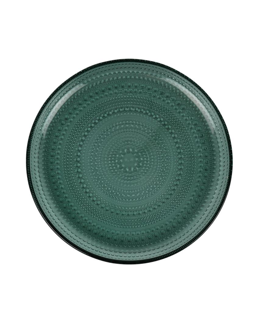 Dotted Designed Glass Dinner Plates | Set of 2