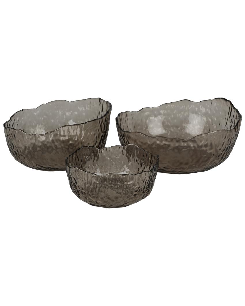 Black Glass Serving Bowls | Set of 3