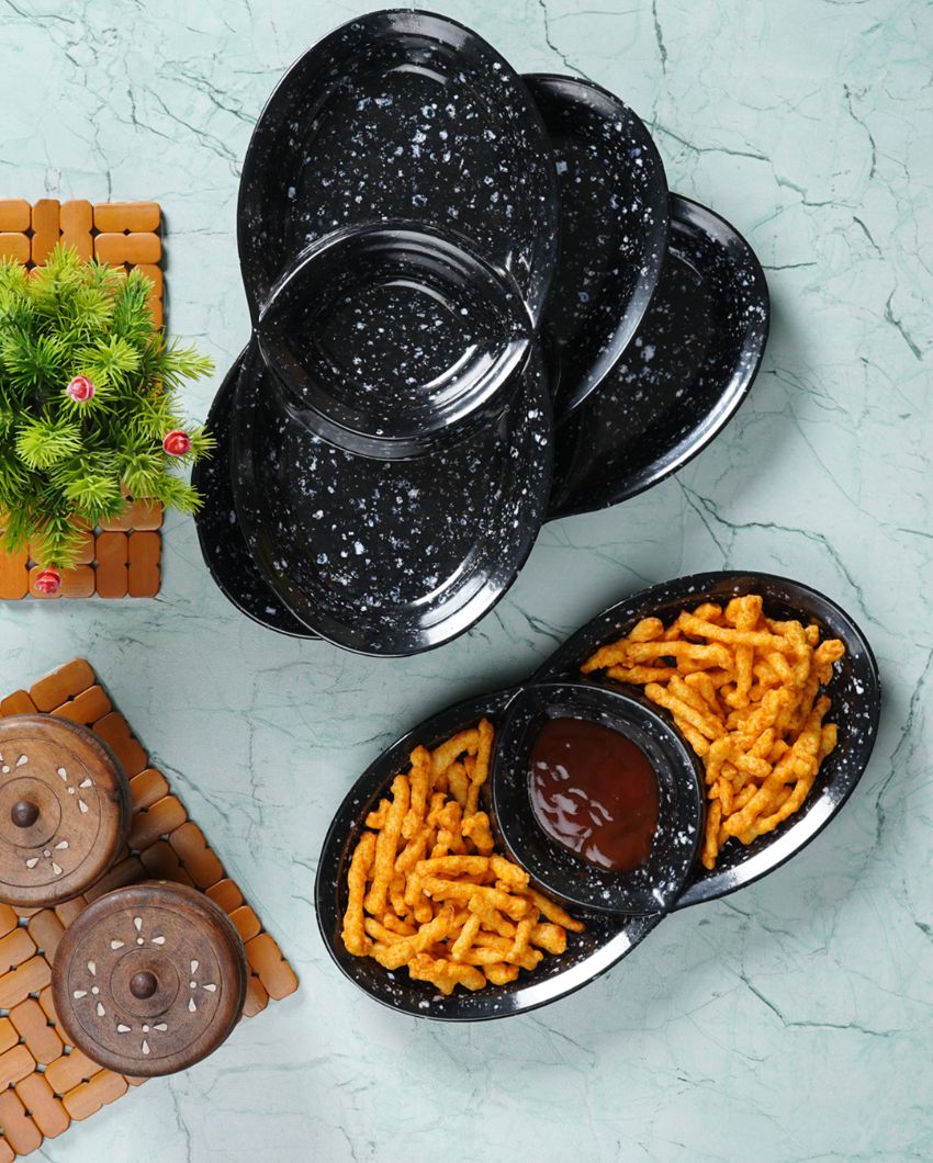 Black Oval Shaped Serving Platters | Set of 4