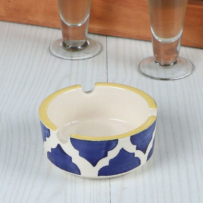 Blue & Yellow Coloured Ceramic Ash Tray