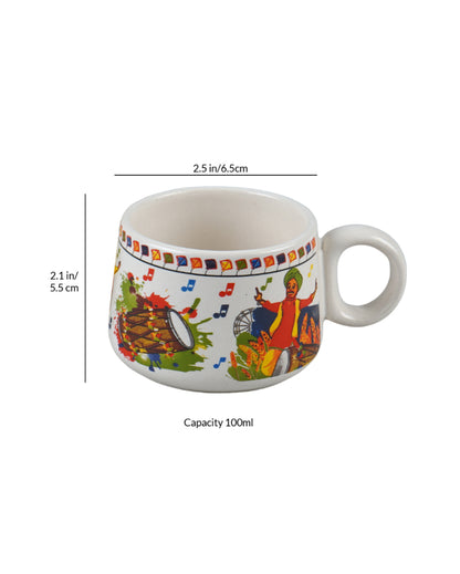 Modern White Abstract Print Cups | Set of 6 | 100ml