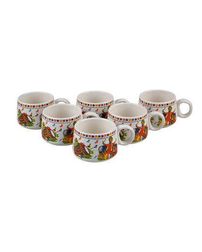Modern White Abstract Print Cups | Set of 6 | 100ml
