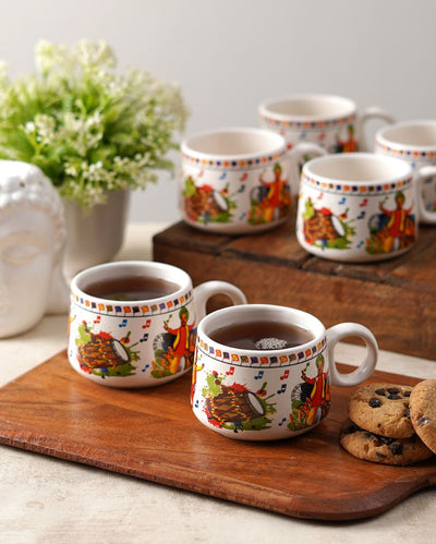 Modern White Abstract Print Cups | Set of 6 | 100ml