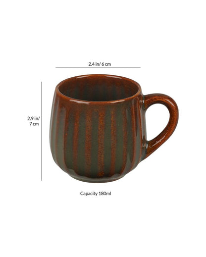 Ceramic Brown colored Lined Tea Kettle Set | Pack of 7