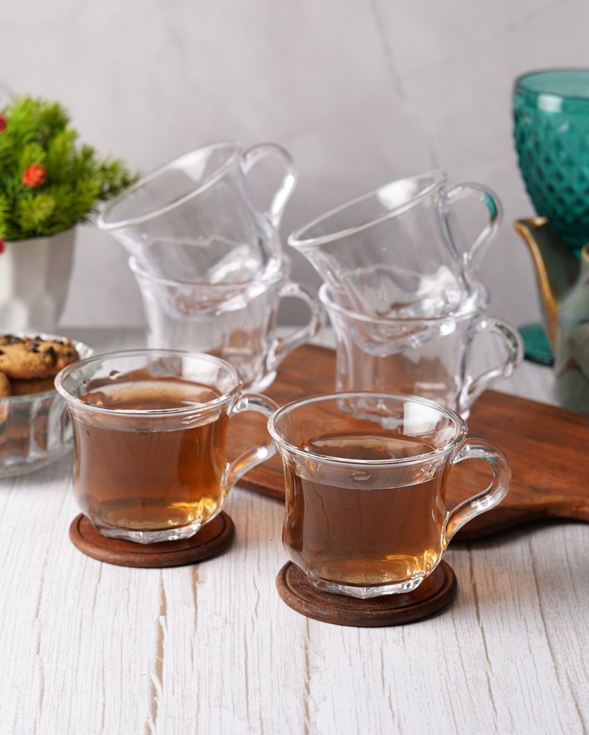 Glass Transparent Tea Cups | Set of 6 | 180ml