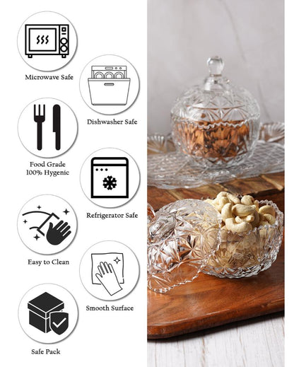 Glass Serving Jars with Glass Tray Set | Pack of 3