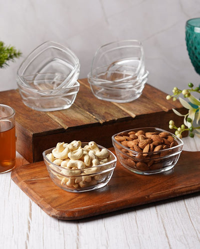 Glass Square Shaped Serving Bowls | Set of 6 | 170ml