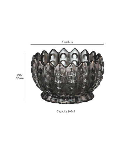 Glass Lotus Cut Shaped Serving Bowls | Set of 6 | 140ml