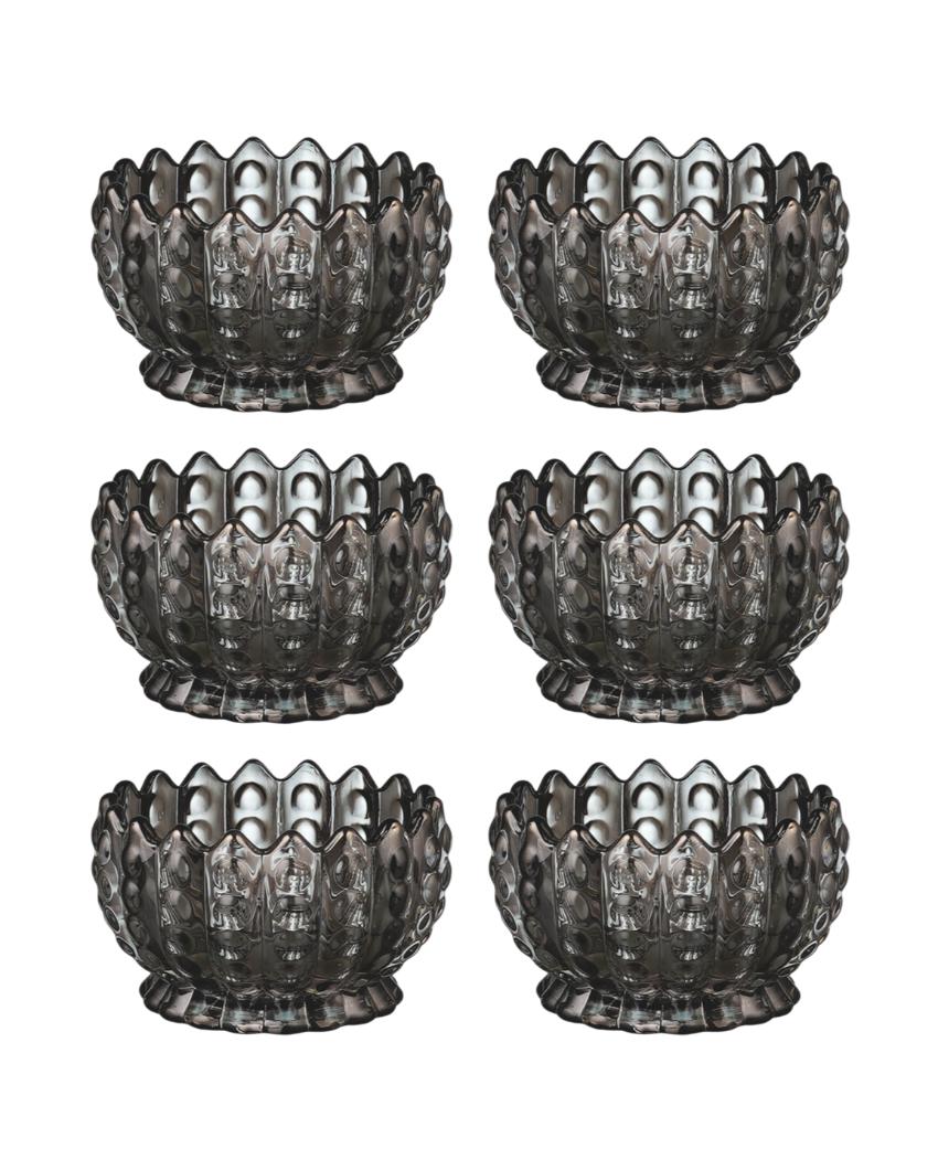 Glass Lotus Cut Shaped Serving Bowls | Set of 6 | 140ml