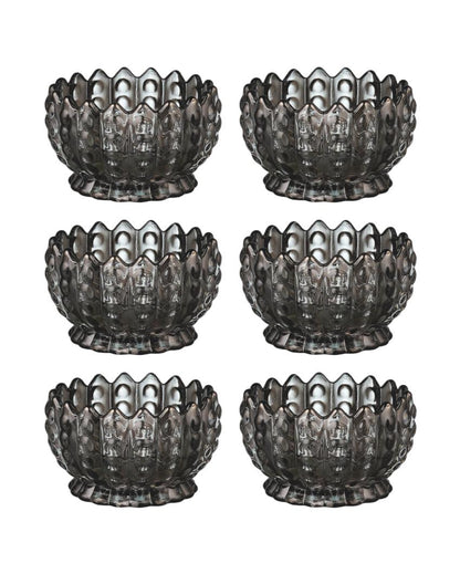 Glass Lotus Cut Shaped Serving Bowls | Set of 6 | 140ml