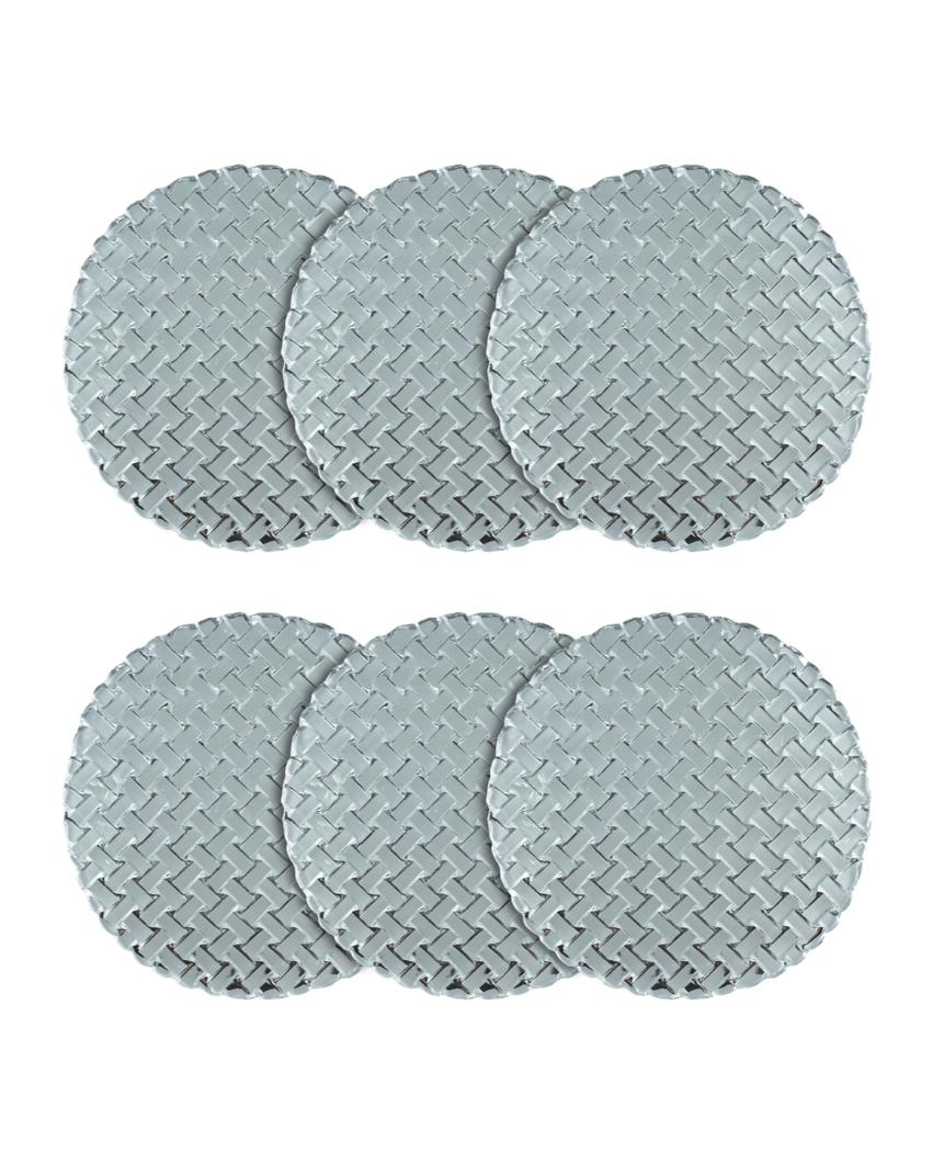 Glass Geometric Shaped Designed Quarter Plates | Set of 6 | 7 inches