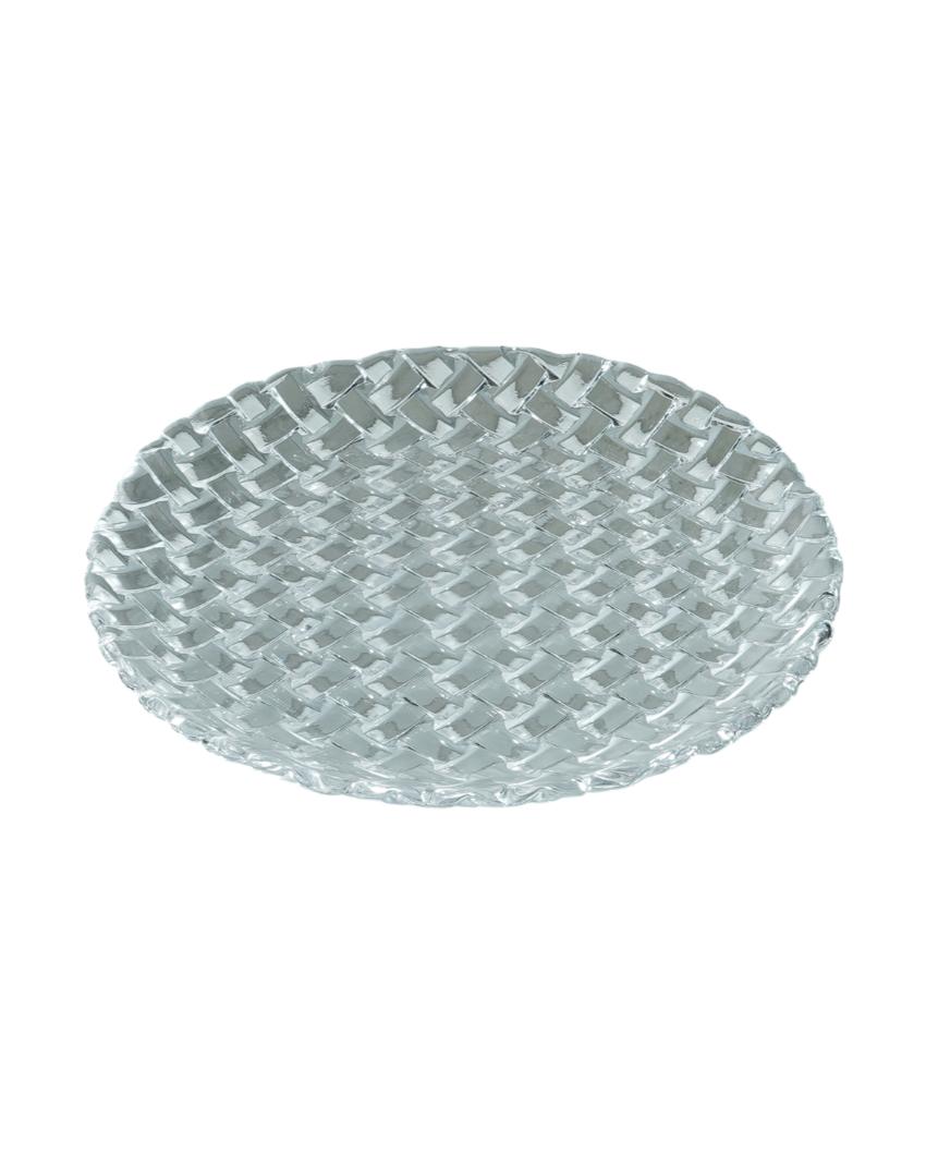 Glass Geometric Shaped Designed Quarter Plates | Set of 6 | 7 inches