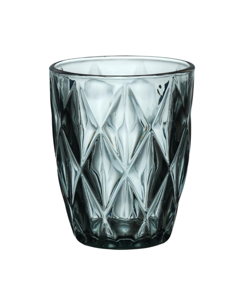 Diamond Cut Designed Colored Water & Juice Glass | Set of 6 | 280ml