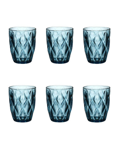 Diamond Cut Designed Colored Water & Juice Glass | Set of 6 | 280ml