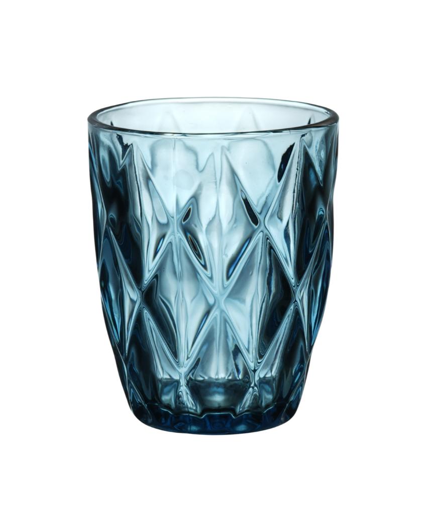 Diamond Cut Designed Colored Water & Juice Glass | Set of 6 | 280ml