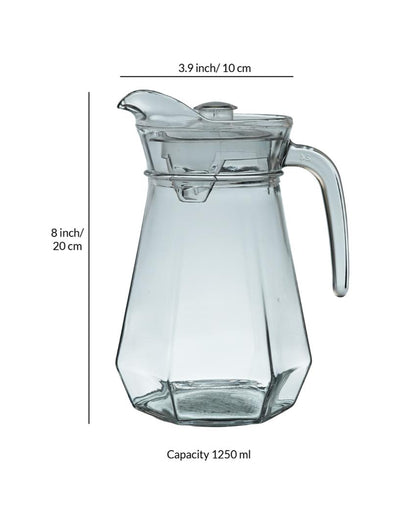 Liner Shaped Designed Transparent Water Jug | 4 x 8 inches | 1250ml