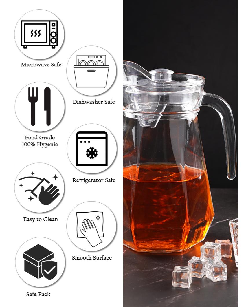 Liner Shaped Designed Transparent Water Jug | 4 x 8 inches | 1250ml