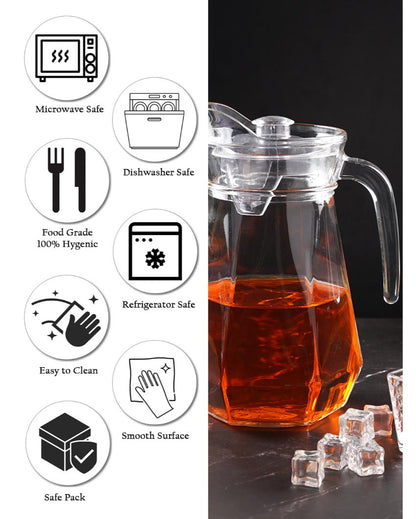 Liner Shaped Designed Transparent Water Jug | 4 x 8 inches | 1250ml