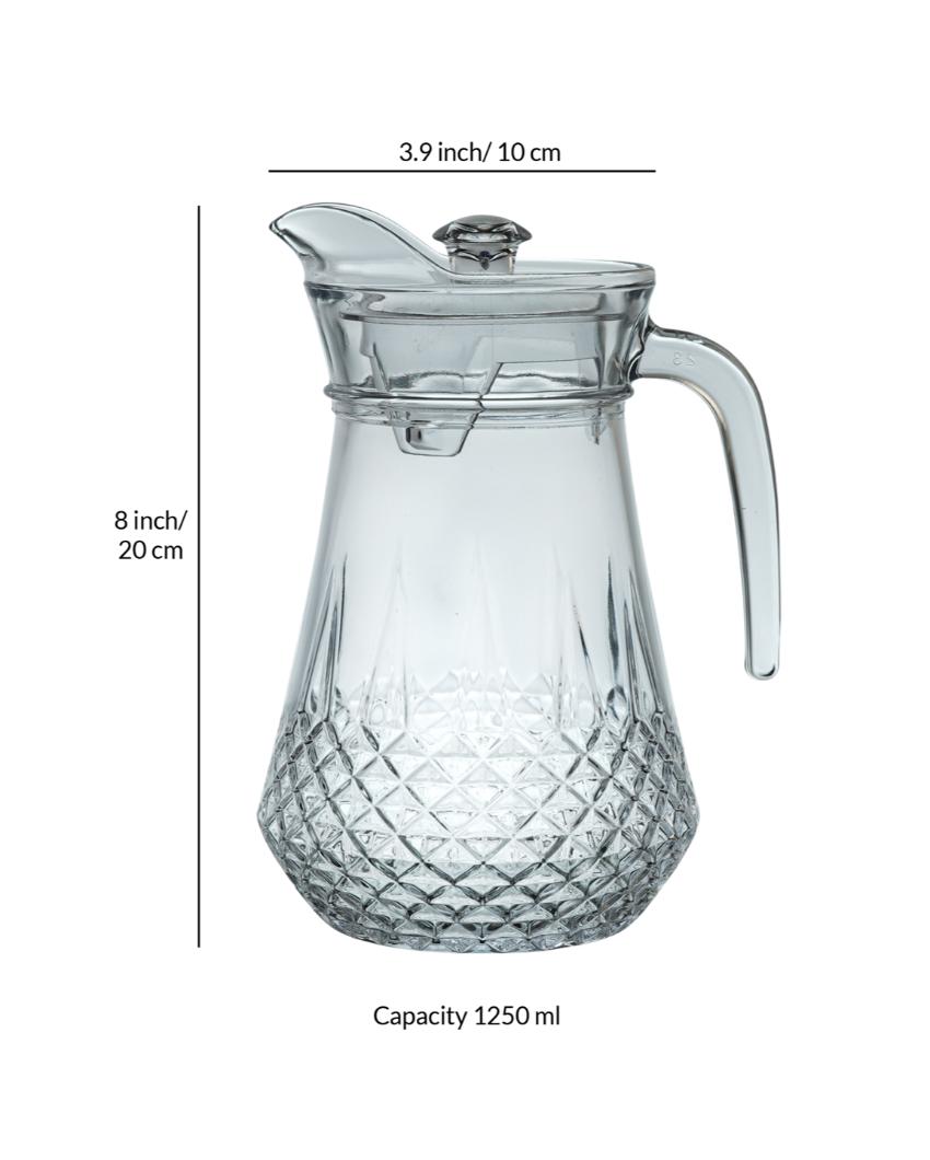 Diamond Cutting Shaped Designed Transparent Water Jug | 4 x 8 inches | 1250ml