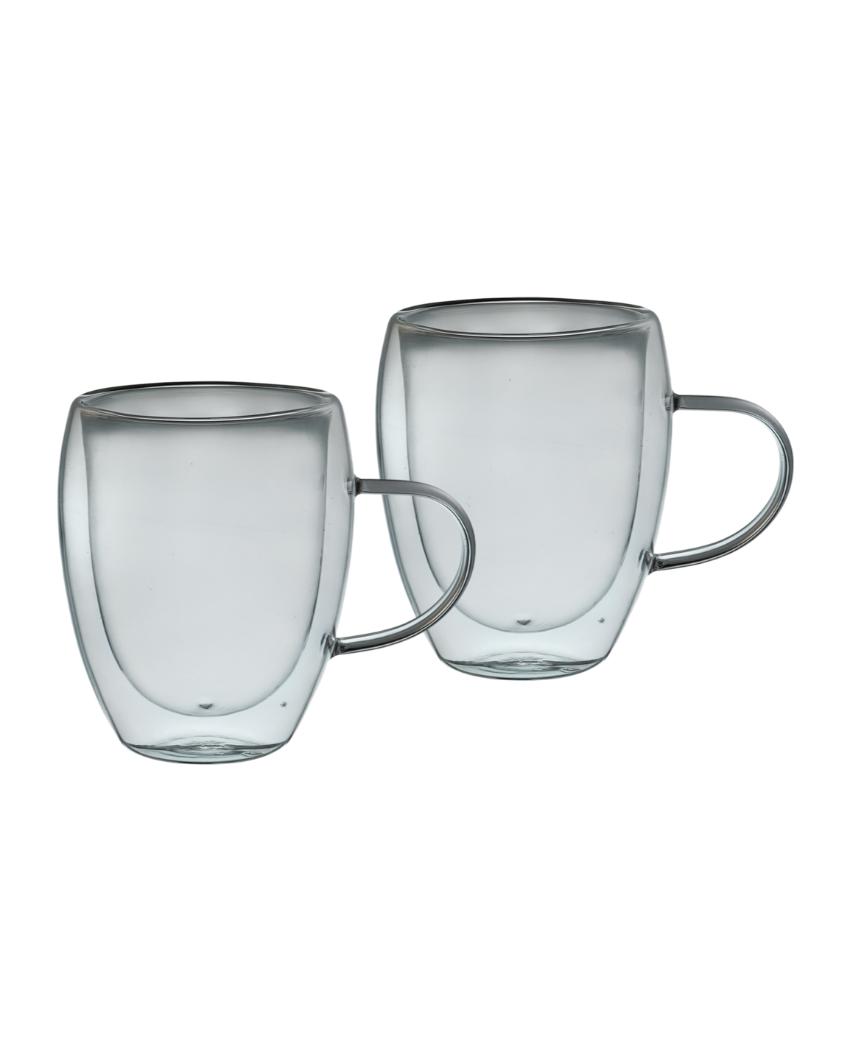 Double Wall Transparent Glass Mugs | Set of 2 | 300ml