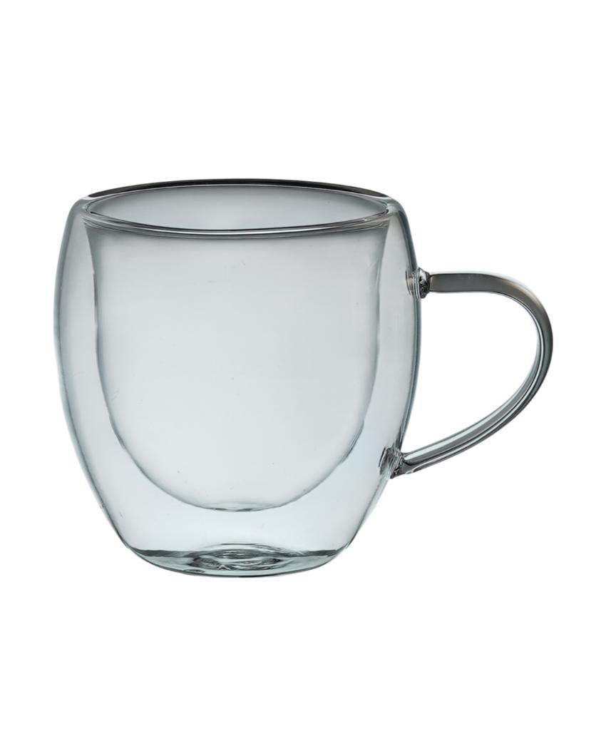 Clear Double Wall Transparent Glass Mugs | Set of 2 | 220ml