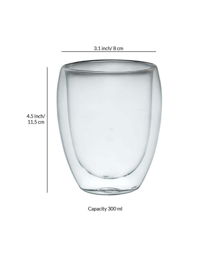 Elegant Double Wall Transparent Glasses | Set of 2 | 300ml