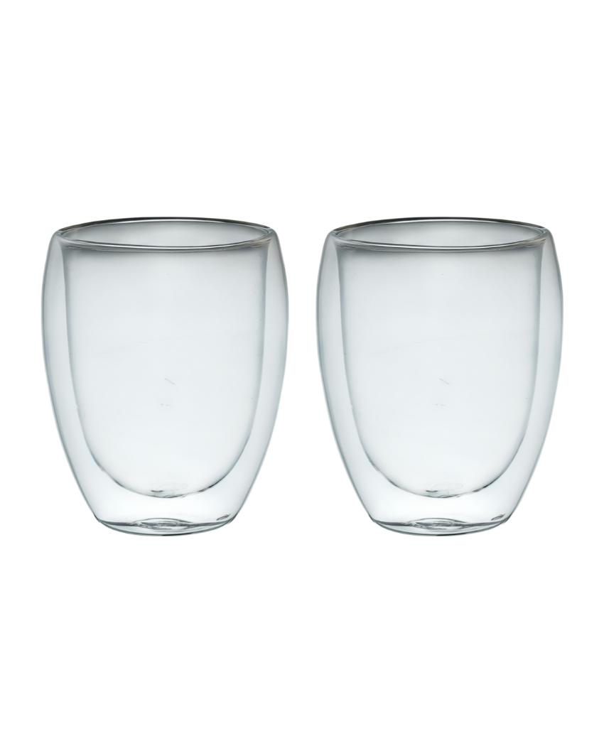 Elegant Double Wall Transparent Glasses | Set of 2 | 300ml