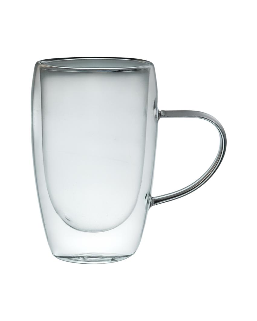 Premium Double Wall Transparent Glass Mugs | Set of 2 | 450ml