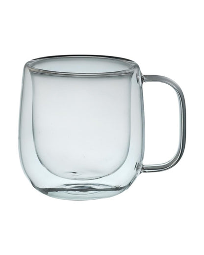 Stylish Double Wall Transparent Glass Mugs | Set of 2 | 220ml