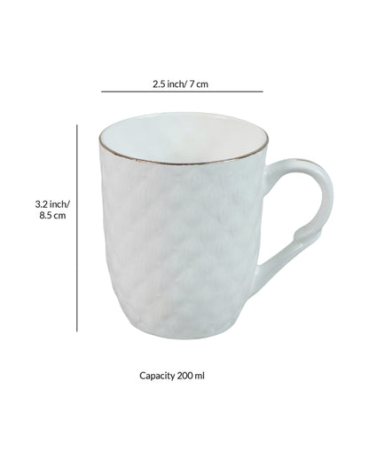 Luxurious Golden Line Embossed Ceramic Mugs | Set of 4 | 200ml