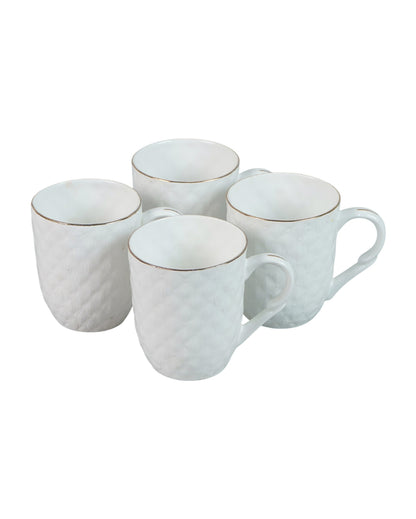 Luxurious Golden Line Embossed Ceramic Mugs | Set of 4 | 200ml