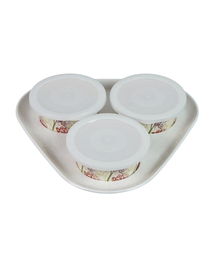 Practical Melamine Airtight Storage Bowls With Tray | Pack of 4