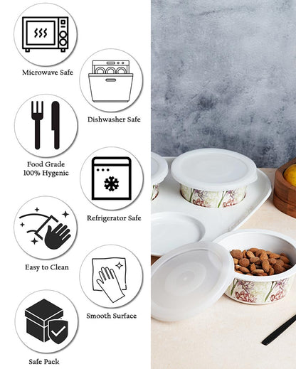 Practical Melamine Airtight Storage Bowls With Tray | Pack of 4
