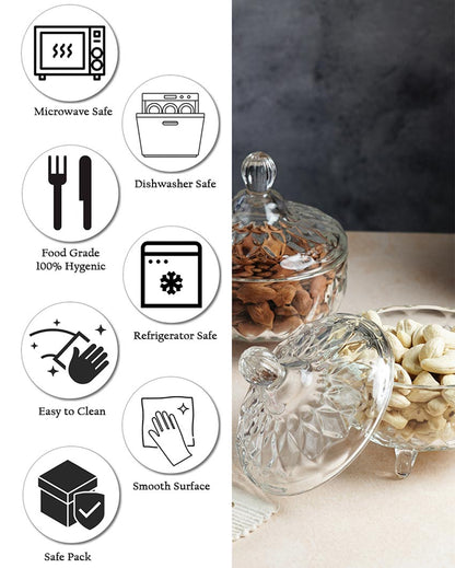 Modern Brick Shaped Glass Serving Bowls | Set of 2 | 200ml