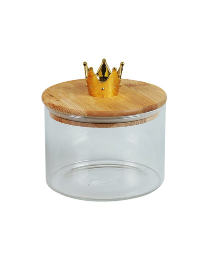 Compact Glass Dry Fruit Serving Bowls With Wooden Tray | Pack of 3