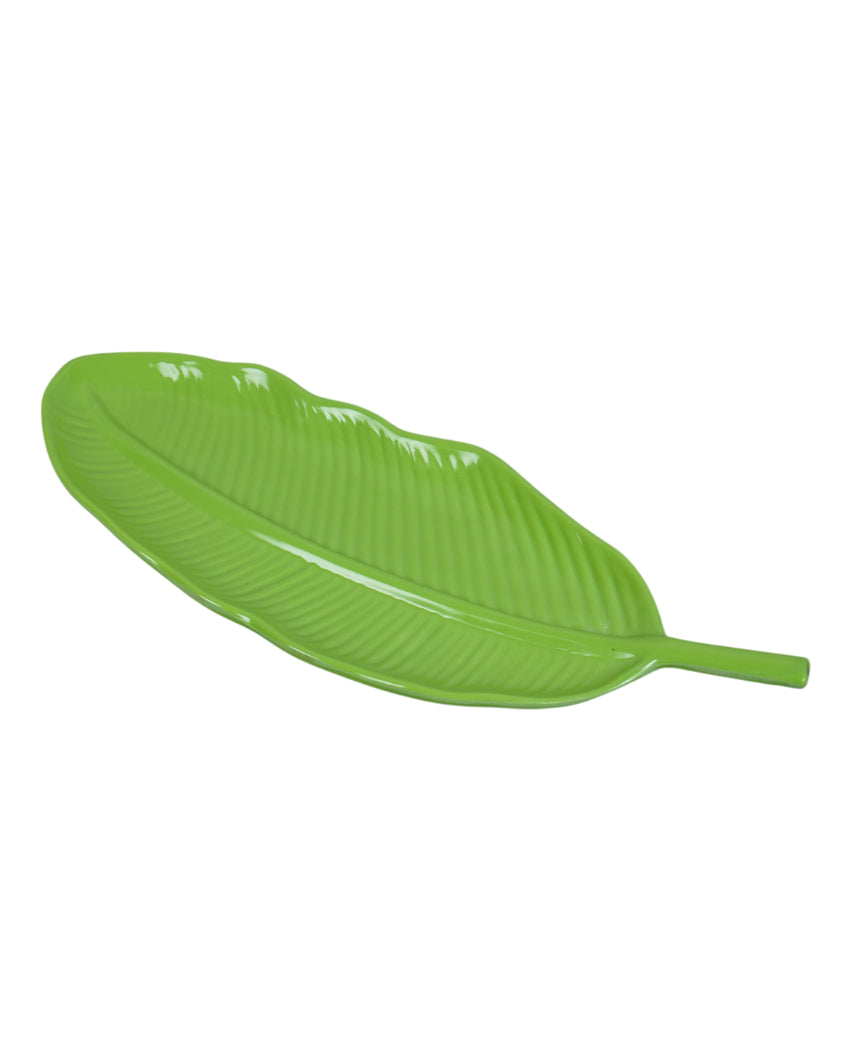 Stylish Ceramic Leaf Platter With Dip Bowls | Pack of 6